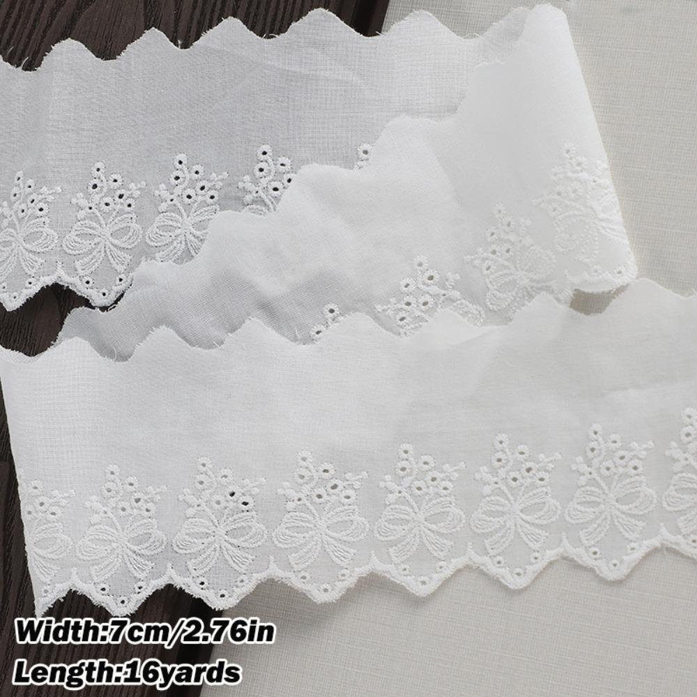 Decorative Trim White Ivory Cotton Lace Trim 16 Yards Embroidery Floral Embroidery Ruffle Sewing Trim
