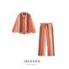 Jnleaog Autumn New Women Stripe Pajamas Style Shirts 8598025 Stripe Trumpet Pants 8523025