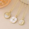 Zircon-studded Rare Vintage-style Shell-shaped Sun Pendant Necklace
