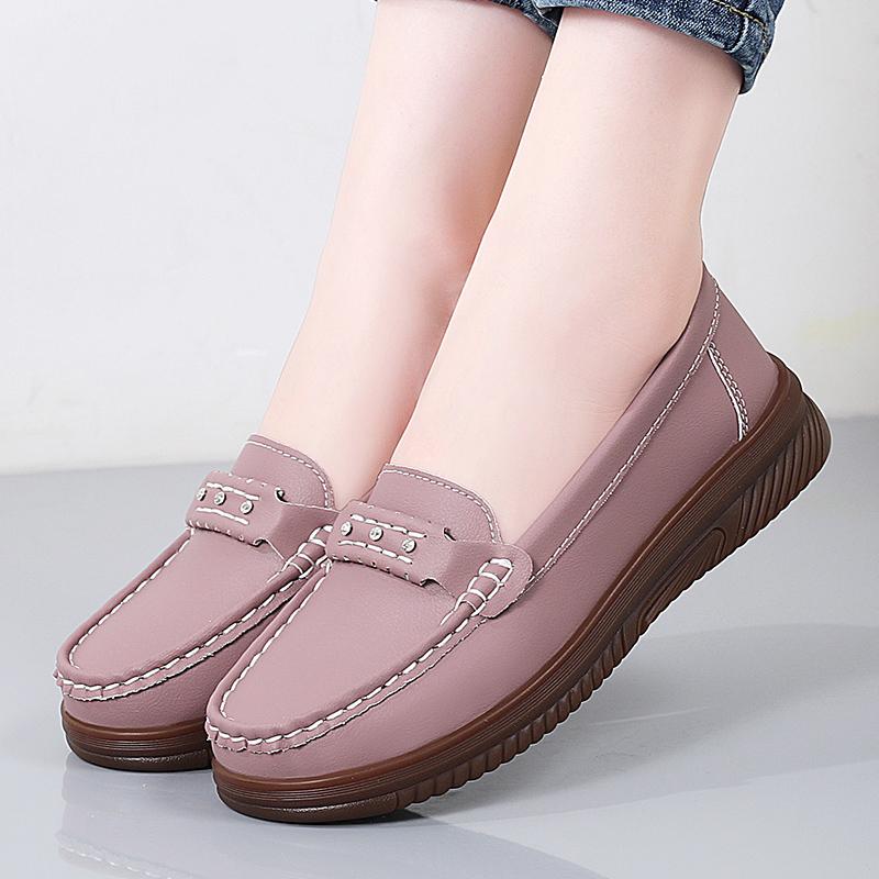 Women Black Moccasins Driving Shoes Flats White Casual Nurse Loafers Grey Minimalist Maternity Shoes Large Size