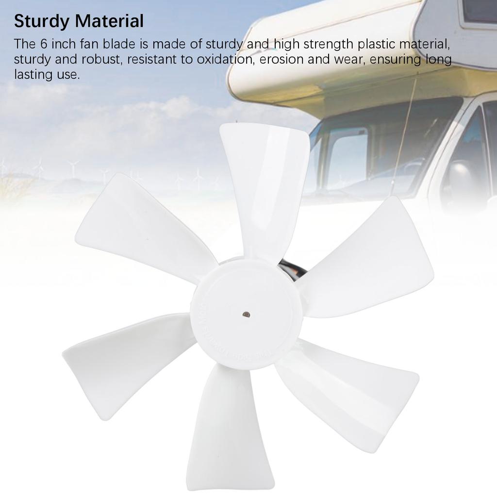 6in RV Vent Fan Blade with DC12V Motor Enhanced Air Circulating RV Ventilation Fan Blade for Trailer Campervan