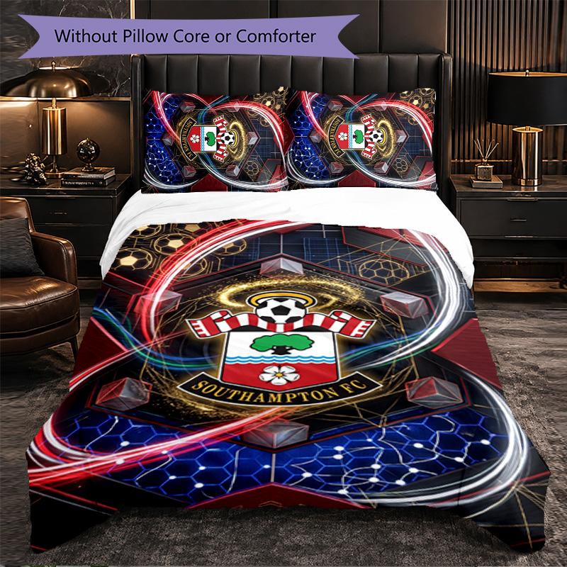 Southampton Football 3 Piece Bedding Set Soft Duvet Cover Set with Pillowcases Printed Bedroom Decor Set for Home