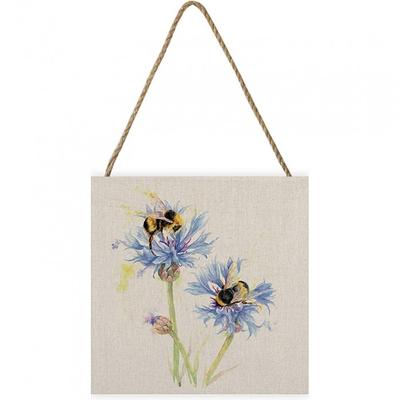 Bees On Cornflowers Wooden Plaque