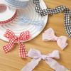 10yards Polyester For Dress Skirts Pleated Ribbon 2.5cm Gift Bow DIY Puff Wave Edge Colorful Cake Box Ribbon Plaid Satin Ribbons