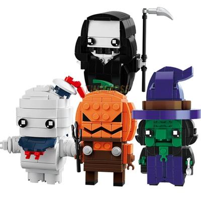 Fai da te 4in1 Halloween Figura Magica Zucca Mummie Fantasmi Vampiri Pipistrelli Decorazione Kit di Blocchi da Costruzione Ragazza Ragazzi Mattoncini Modello Giocattolo