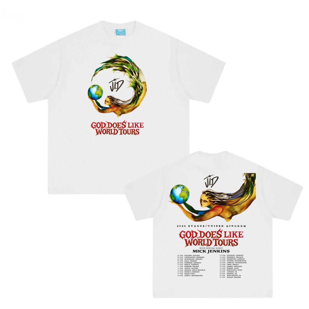 

J.I.D. Тур2026 Новый Стиль Топы 100%Хлопок Круглый Вырез Мягкая Футболка на Лето Футболка с Круглым Вырезом Женская Одежда Топы XS белый