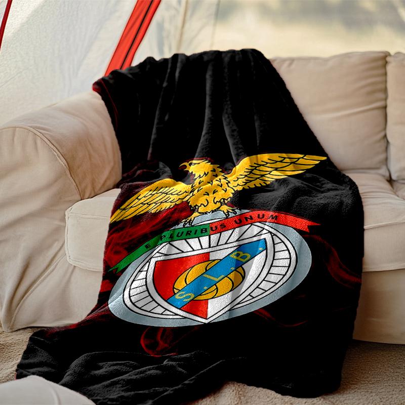 1pc SL Benfica Blanket, Home Printed Throw Blanket - Soft Blanket Gift for Family, Washable Sofa Bed Blanket