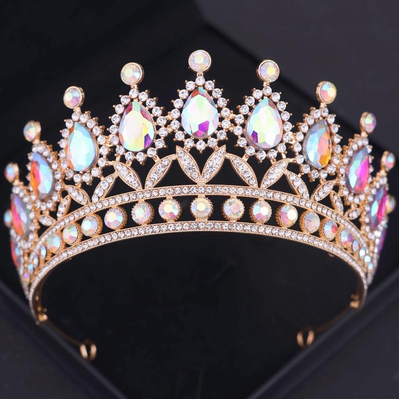 Baroque Crystal Crown Tiara Headband For Women Rhinestone Prom Diadem Crown Bridal Wedding Hair Accessories Jewelry Crown Tiara