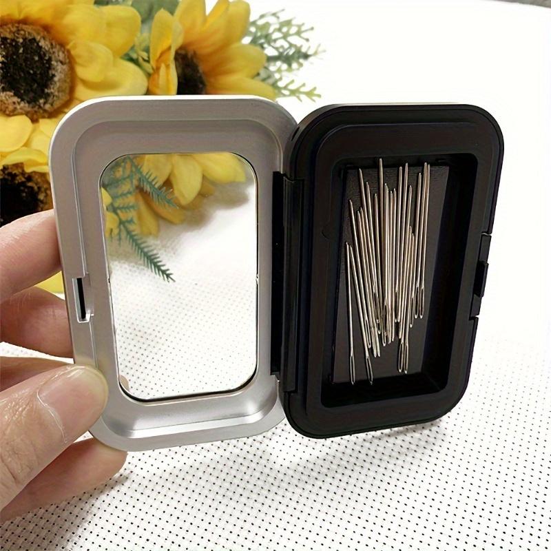 1Pc Black Magnetic Sewing Needle Storage Box, Durable Stainless Steel Case with Clear Window, Organizer for Craft Supplies