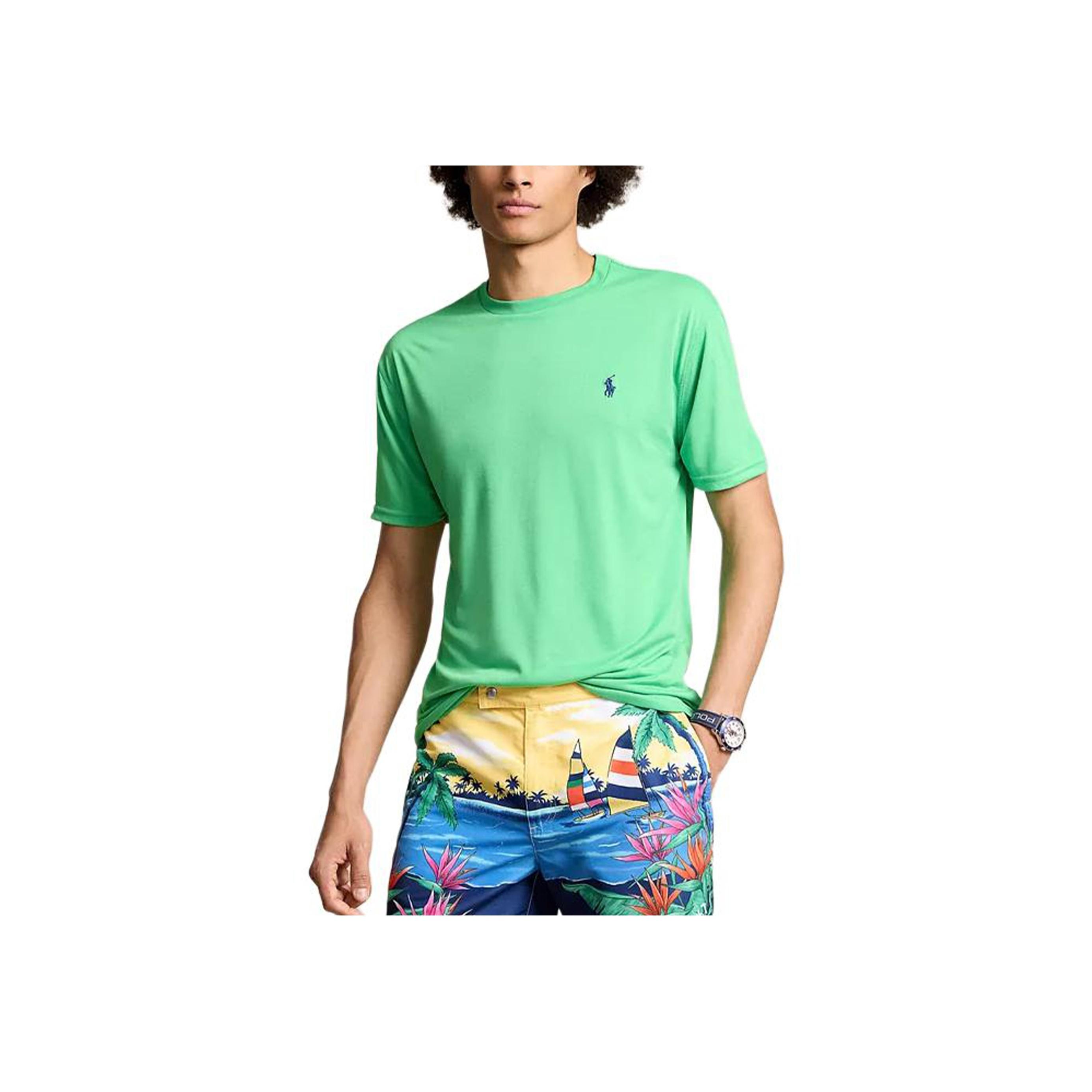 

Polo Ralph Lauren однотонная футболка с вышитым пони-логотипом, коротким рукавом, мужская футболка, зеленый цвет 710865767-017 L