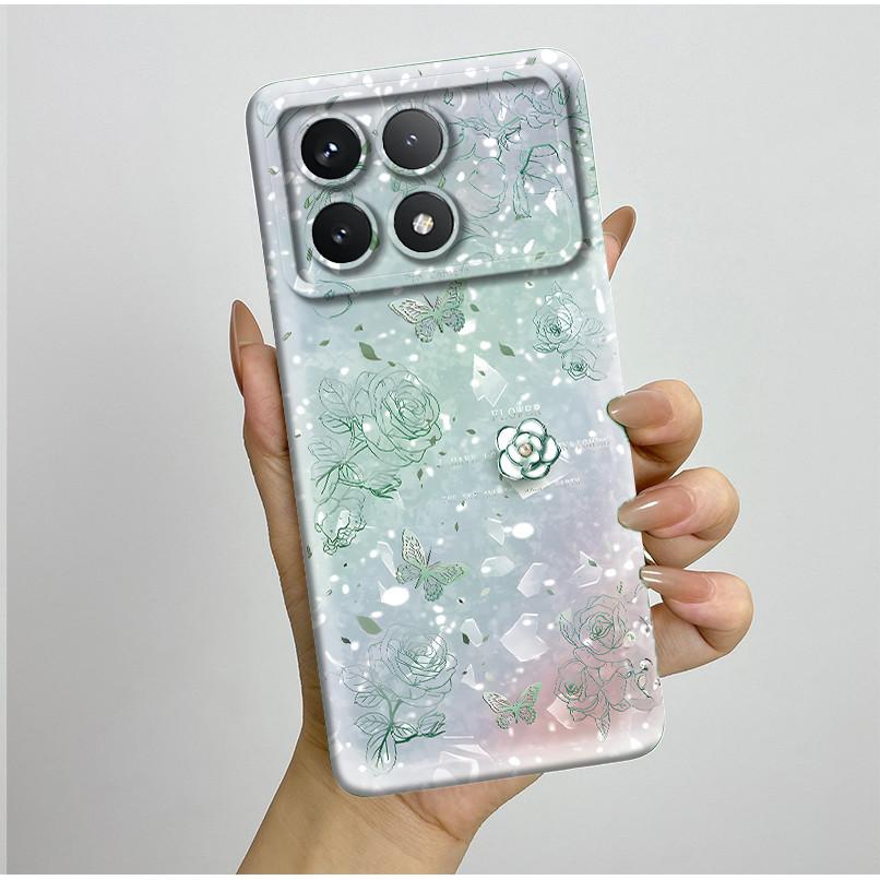 Shockproof Phone Case for Xiaomi Poco F6 Pro 5G Redmi K70 Pro Pretty Butterfly Flower Soft TPU Shell PocoF6Pro Bumper Back Cover
