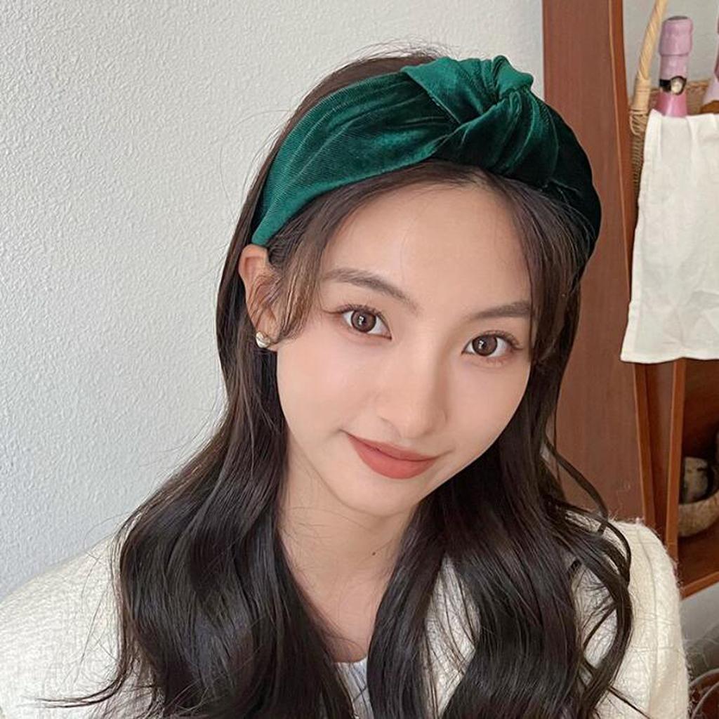 PROLY New Fashion Hairband For Women Solid Color Wide Side Headband Warm Canary Velvet Turban Winter Hair Accessories