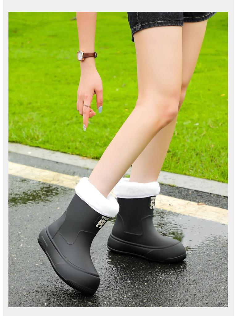 2025 Dámská móda Vodotěsné holínky - Teplé, Krátké, Silná podrážka, Boty z měkké gumy