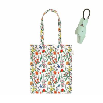 Thin Tote Bag Type Eco Bag with Animal Charm Case Tote [Route] LT.Charm & (104605 Rabbit_Flower)