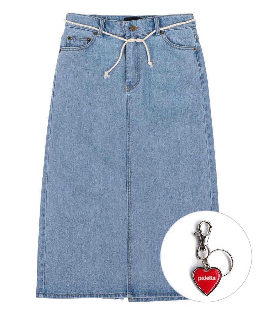 Palette Washed Denim Long Skirt (Light Blue)