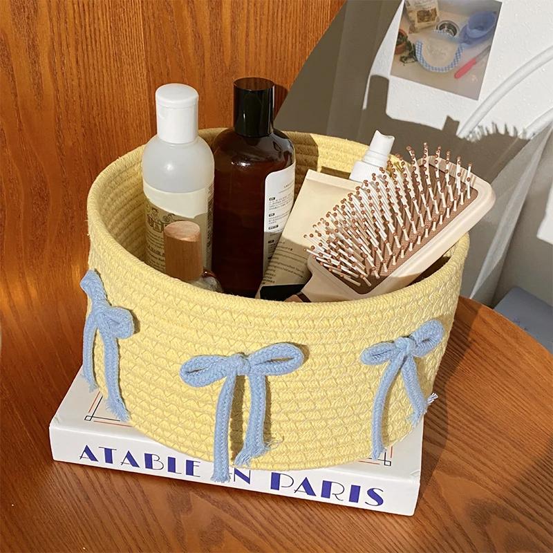 Storage Basket, Hand Woven Toys, Desktop Clutter Storage Box, Cotton Rope Storage Basket, Home Decoration