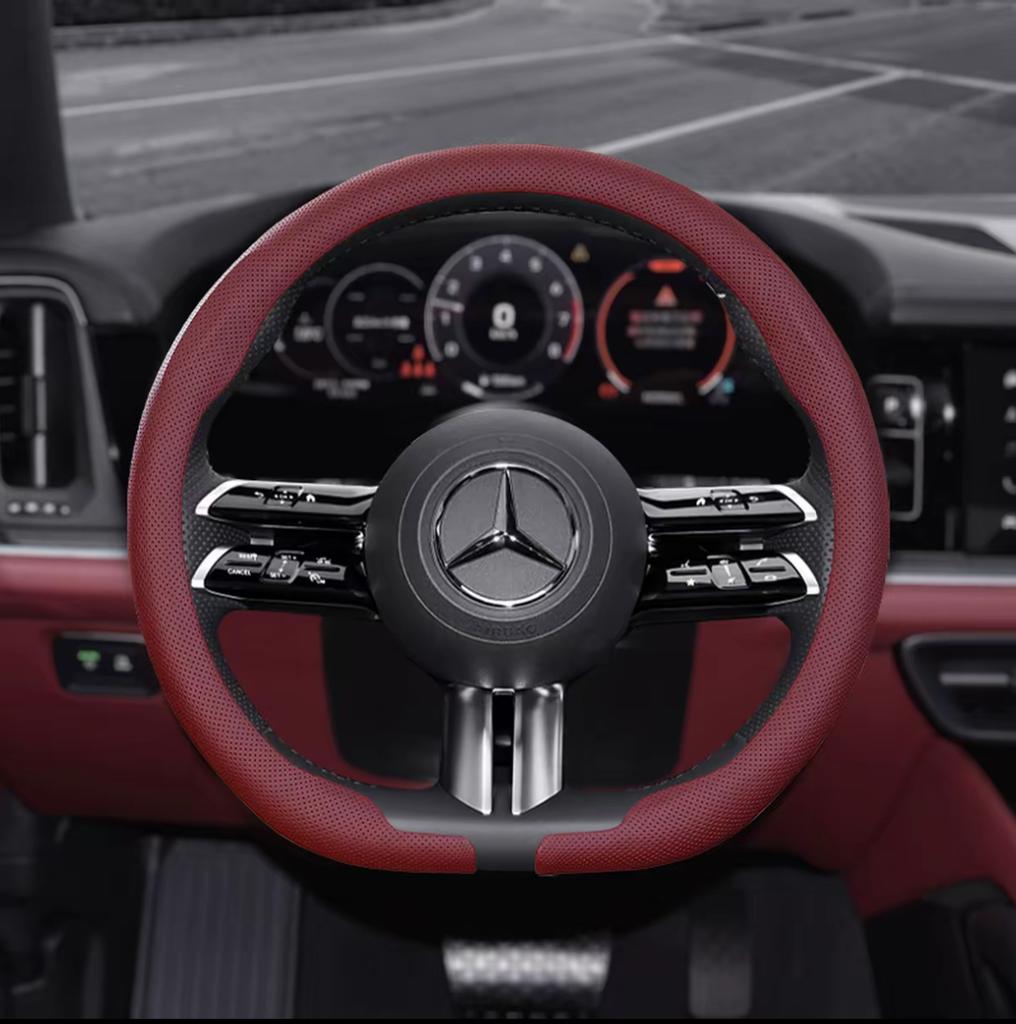 8D Nappa leather Car Steering Wheel Cover For Mercedes Benz A B C E V S Class GLA GLB GLC GLK GLS SLK CLA CLS Auto Accessories
