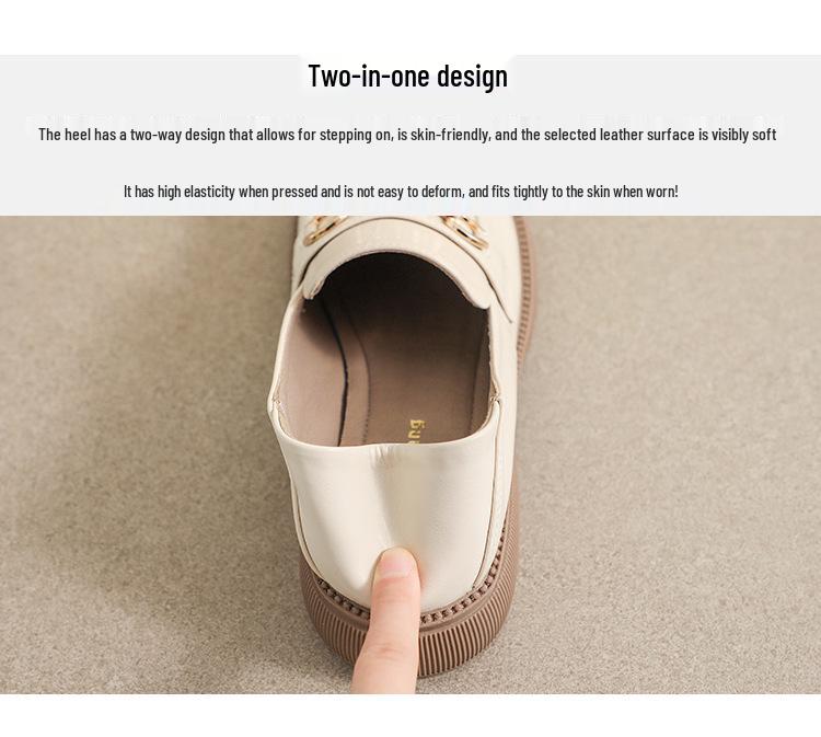 Vintage Pearl Loafers: Women's British-Style College Leather Slip-ons with Thick Soles