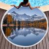 Natural Scenery Round Beach Towel Abstract Mountain Landscape Beach Blanket Sand Free Quick Dry Circle Bath Towel Soft Yoga Mat