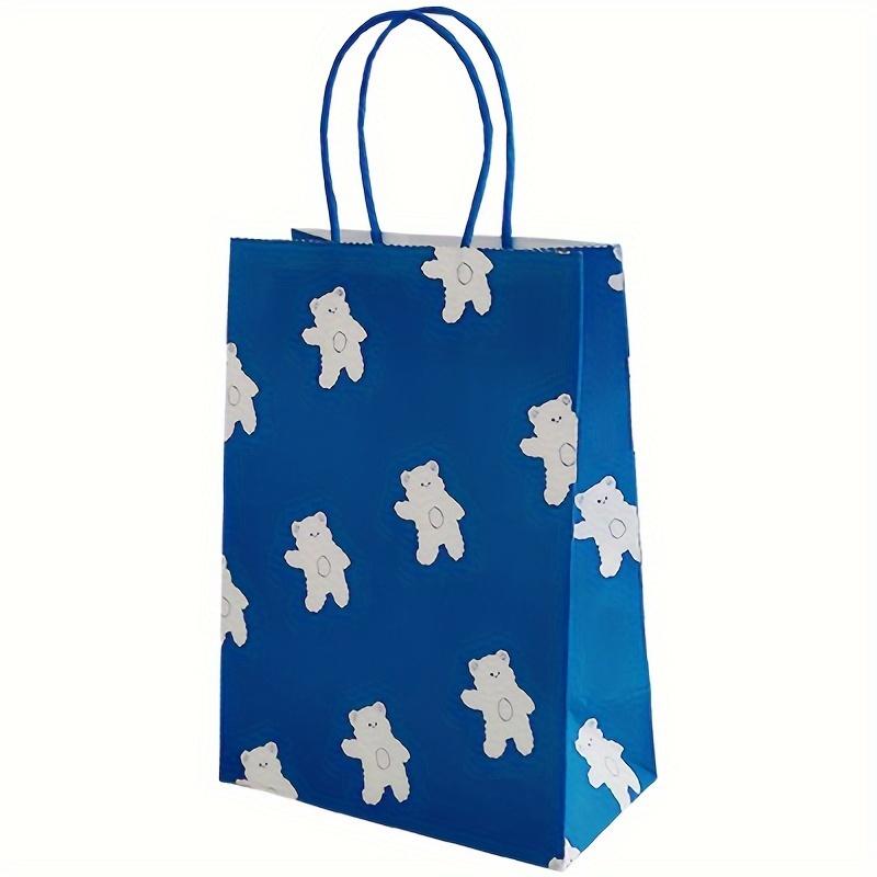 

25 Милых Синих Бумажных Подарочных Пакетов с Рисунками Медведей и Ручками - Отлично Подходят для Подарков на Вечеринку и Подарочной Упаковки 25pcs