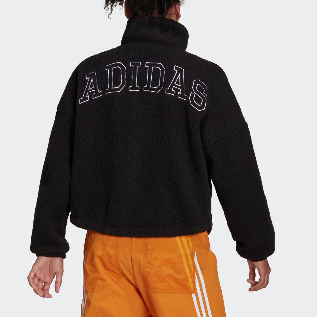 Adidas Dámská sportovní bunda s fleecovým límcem Track Top Svrchní oblečení Černá GU9671