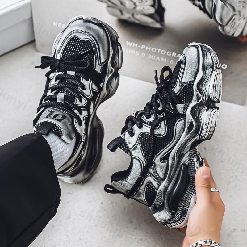 Fashion Men's Mesh Breathable Casual Shoes 2025 Summer New Fashion Trend Thick Soled Sports Shoes Comfortable Versatile Chunky sneakers