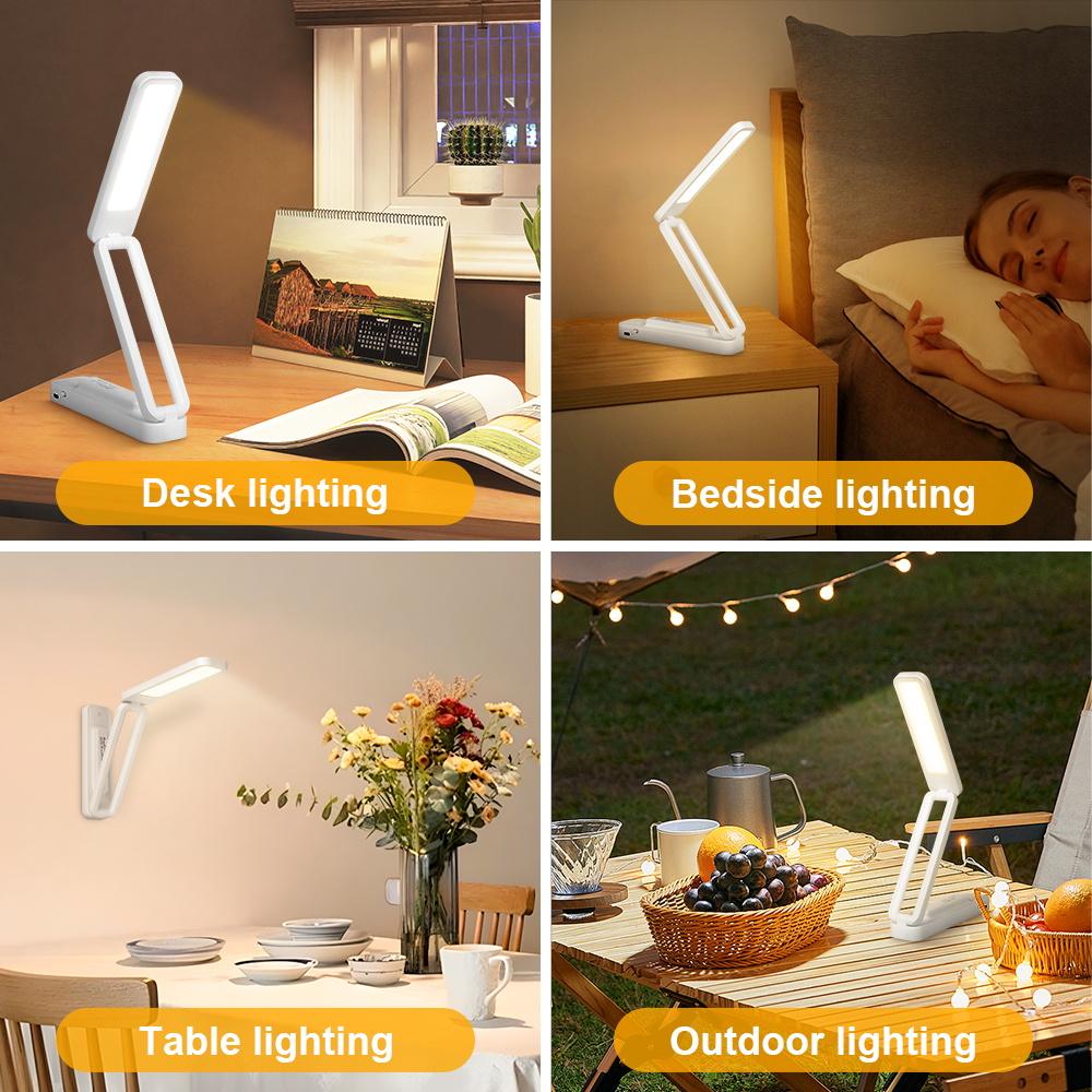 LED Touch Desk Lamp Folding Portable Night Light USB Rechargeable Wall-mounted Led Lamp Dormitory Bedroom Reading Table Lamp