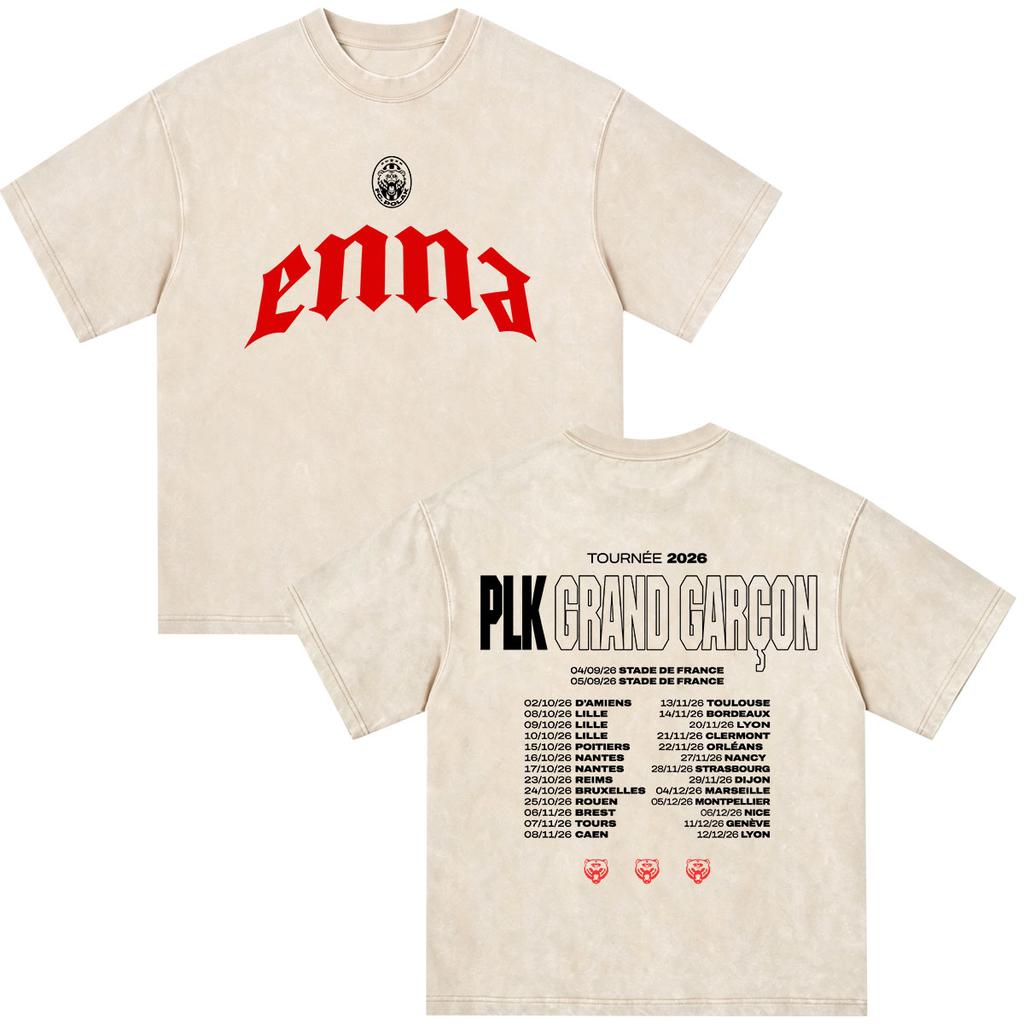 Raper PLK Enna 2026 Tour POLAK 92 Vintage Spierane Koszulki Męskie Damskie Ubrania Moda Krótki Rękaw Oversize Koszulki Streetwear