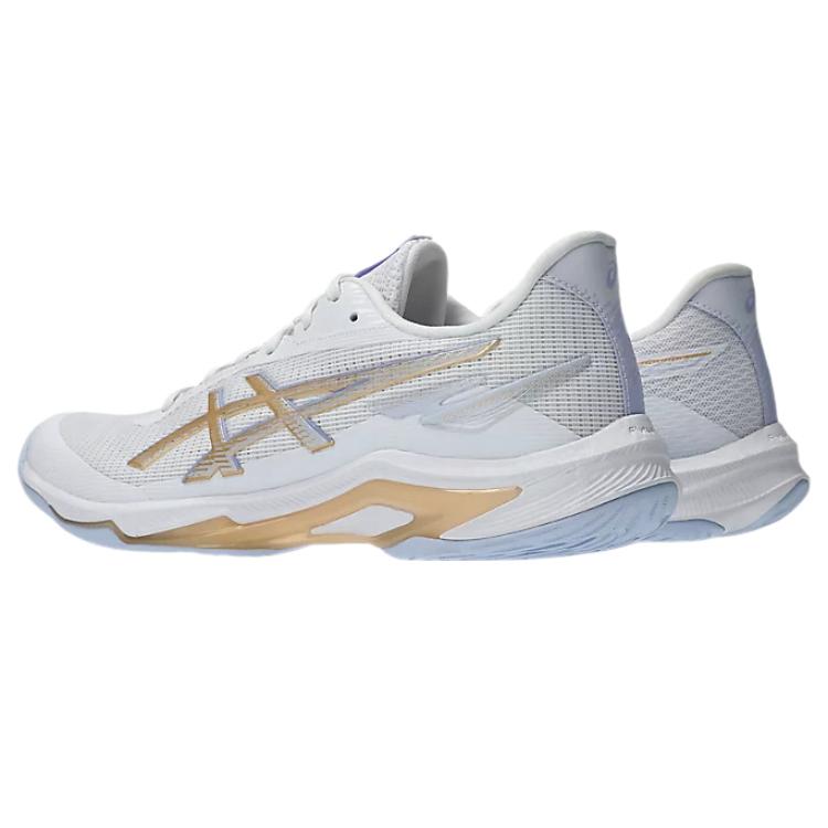 New Asics NETBURNER BALLISTIC FF 4 Shock Absorbers Low Top Training Shoes Women's White Gold 1052A083-102