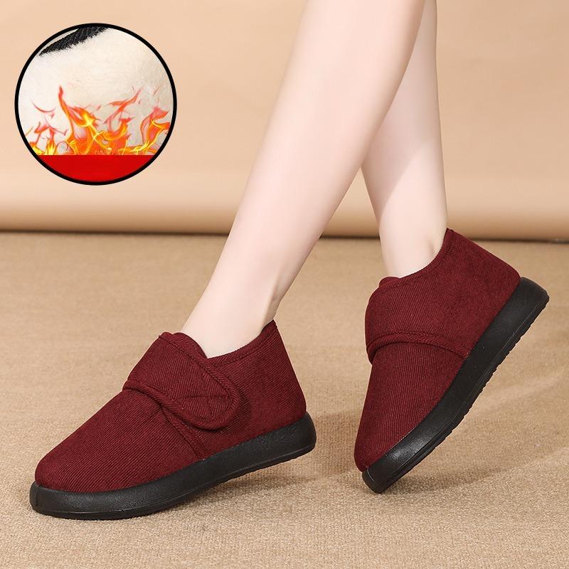 Women's Middle-aged Winter Cotton Shoes Padded Thickened Elderly Anti-cold Warm Comfortable Casual Cotton Boots Outdoor Hiking Shoes