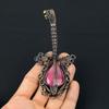 Guitar Shaped Rhodonite Gemstone Copper Wire Wrapped Handmade Jewelry Pendant Indian Jewelry For Her