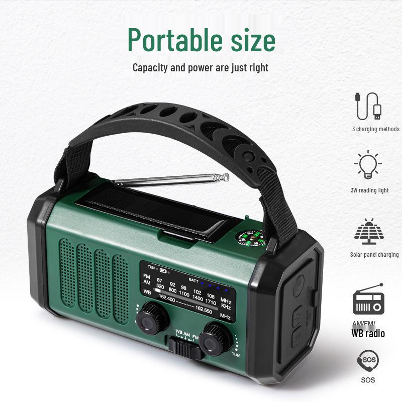 Hand-Crank Solar Radio with Reading Light - Portable Disaster Preparedness Emergency Tool