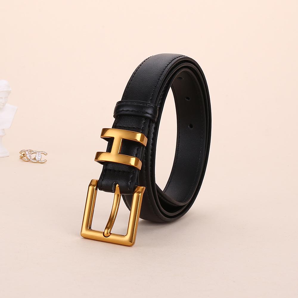 New H-Style Women's Genuine Leather Belt: Trendy, High-End, Versatile Decorative Waistband - European and American Design