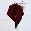 Solid Color Wool Blend Triangular Stole With Leather Clasp Warm Soft Scarf Wrap For Women Lady Winter Autumn Accessory