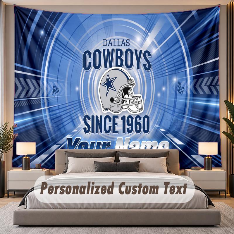 Custom Name Text Tapestry Dallas Cowboys Personalized Polyester Wall Tapestry For Bedroom And Room