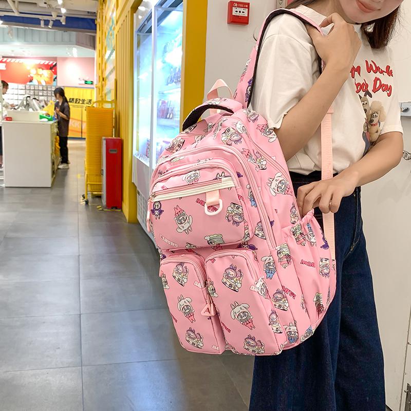Cartoon Women's Backpack Large Capacity Graffiti Print Student Schoolbag