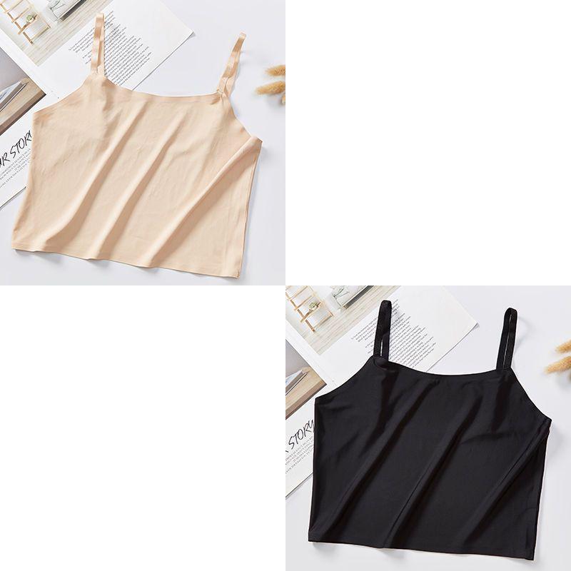Atmungsaktives Sommer-Bustier für Mädchen aus Eis seide, nahtlos, mit Spaghettiträgern und Anti-Exposure-Bandeau