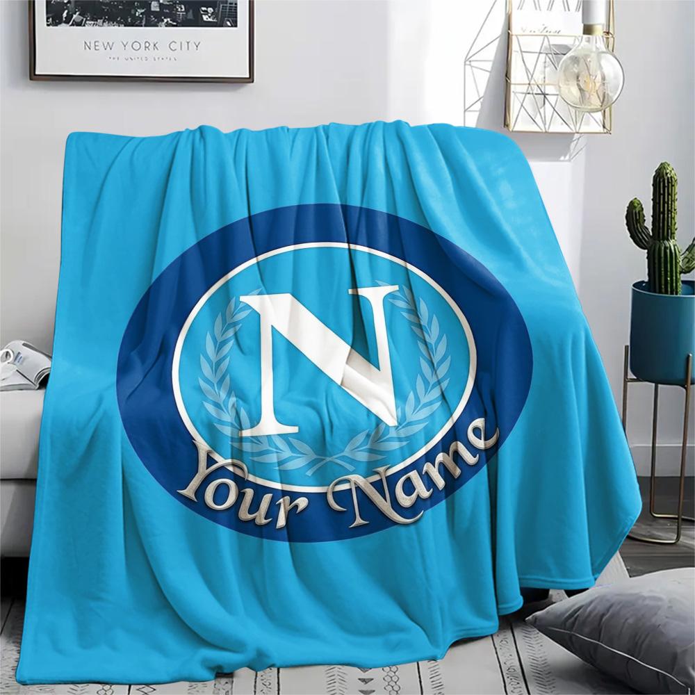 1 Stück Napoli Wappen Benutzerdefinierter Name Gemustert Flanell Decke Geeignet für Alle Jahreszeiten Für Heimdekoration Wärme Und Komfort Geschenke Feiertagsgeschenk