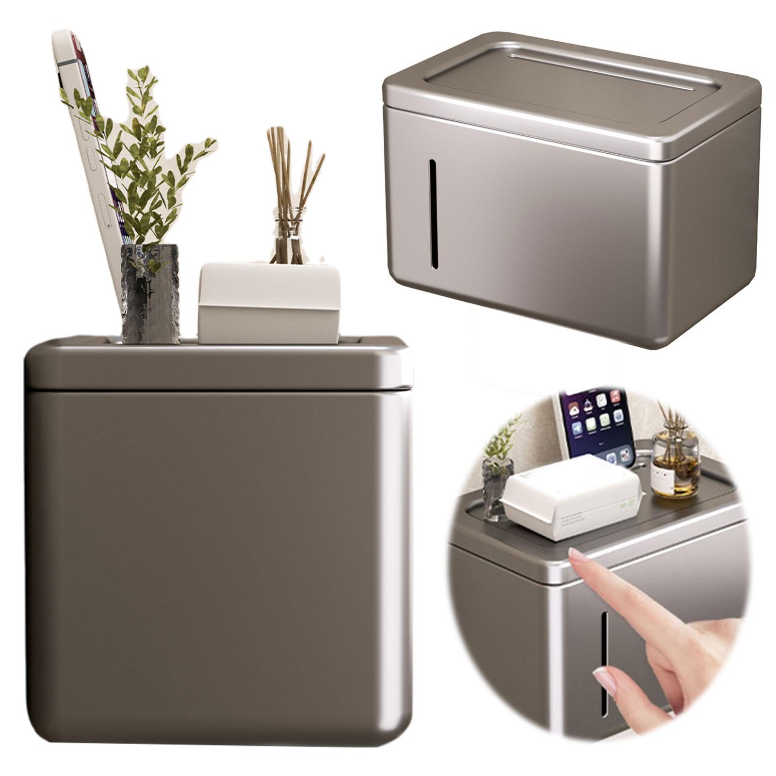Square Wall Mounted Storage Box with Lid Waterproof Toilet Paper Box Aluminum Alloy Toilet Tissue Box for Toilet Bathroom China Mainland