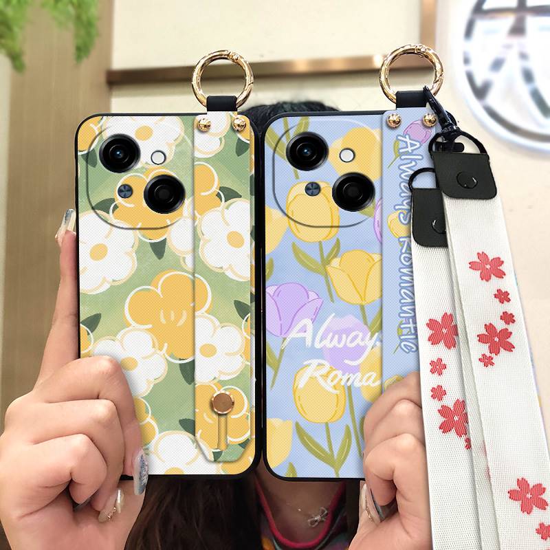 Protective Anti-knock Phone Case For Tecno POP9 4G/Spark GO 1/KL4 Flower Phone Holder Ring Kickstand Dirt-resistant