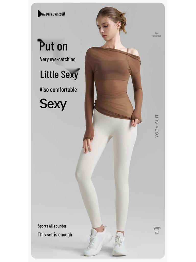 Autumn Yoga Set: Women's High-End Lycra Mesh Two-Piece with No-Show Seams