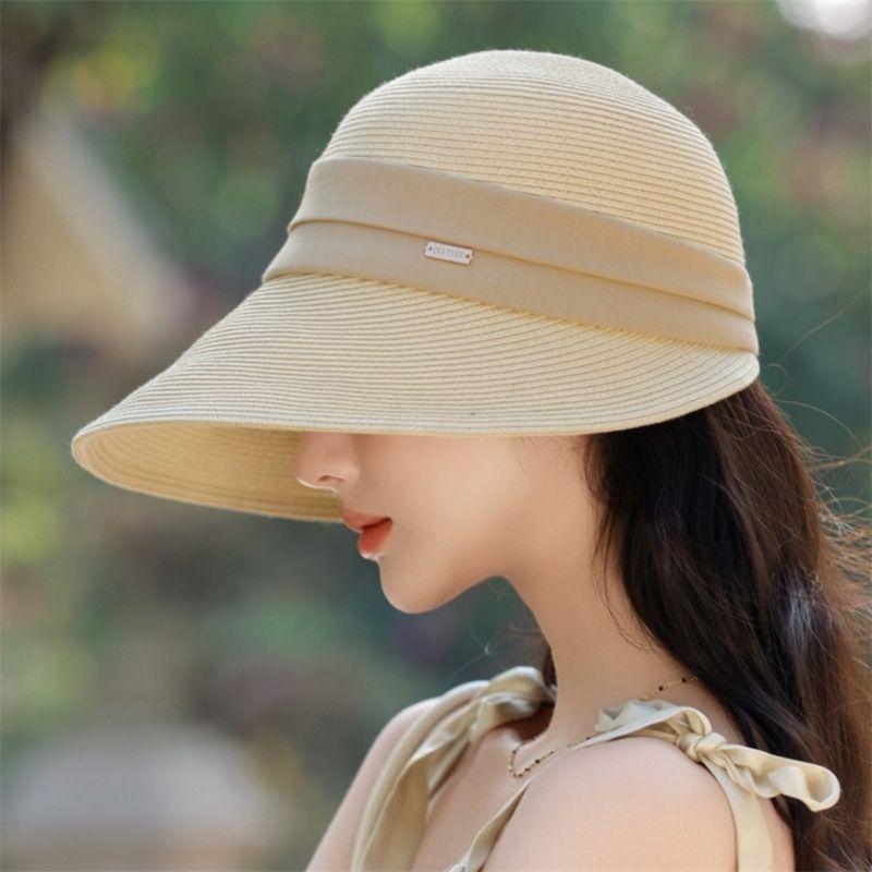 Spring and Summer New Sun Hat Women's Sunscreen Foreign Style Fashion Straw Hat Vacation Summer Sun Hat