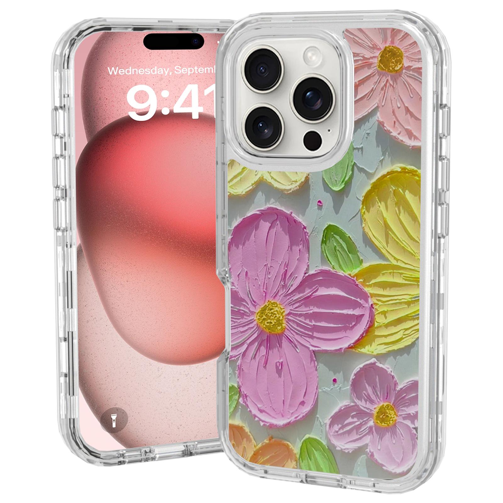 GW02 For iPhone 16 Pro Case IMD Pattern TPU+PC Shockproof Phone Cover C