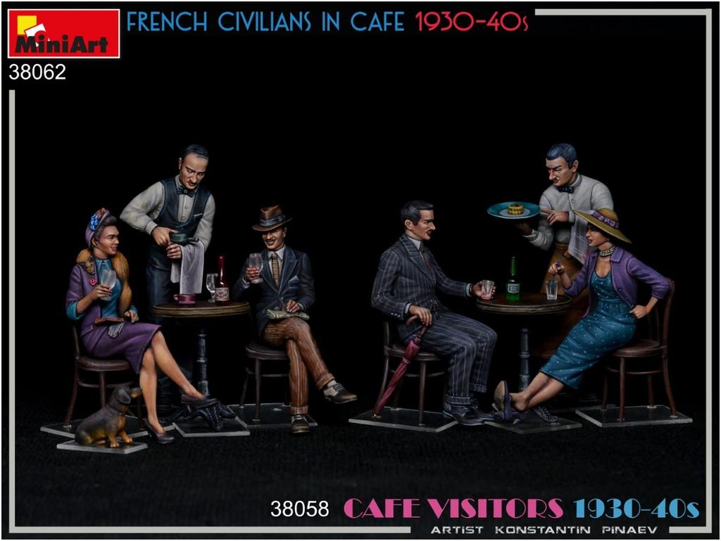 Miniart French Citizen in a Cafe 3 Figures Plastic Model MA38062 1/35 1930-1940s