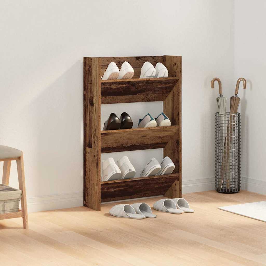Shoe Cabinet with Shelf Rustic Wood Look 60 x 18 x 90 cm Engineered Wood