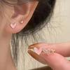 Rhinestone Heart-shaped Stud Earrings Elegant and Compact Black Drip Oil Earrings Women's Charm Daily Party Jewelry