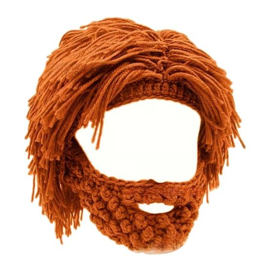 Wollmütze mit abnehmbarem Bart Warm Bequem Punk-Stil Mütze Halloween Weihnachtsfeiern Cosplay Zubehör