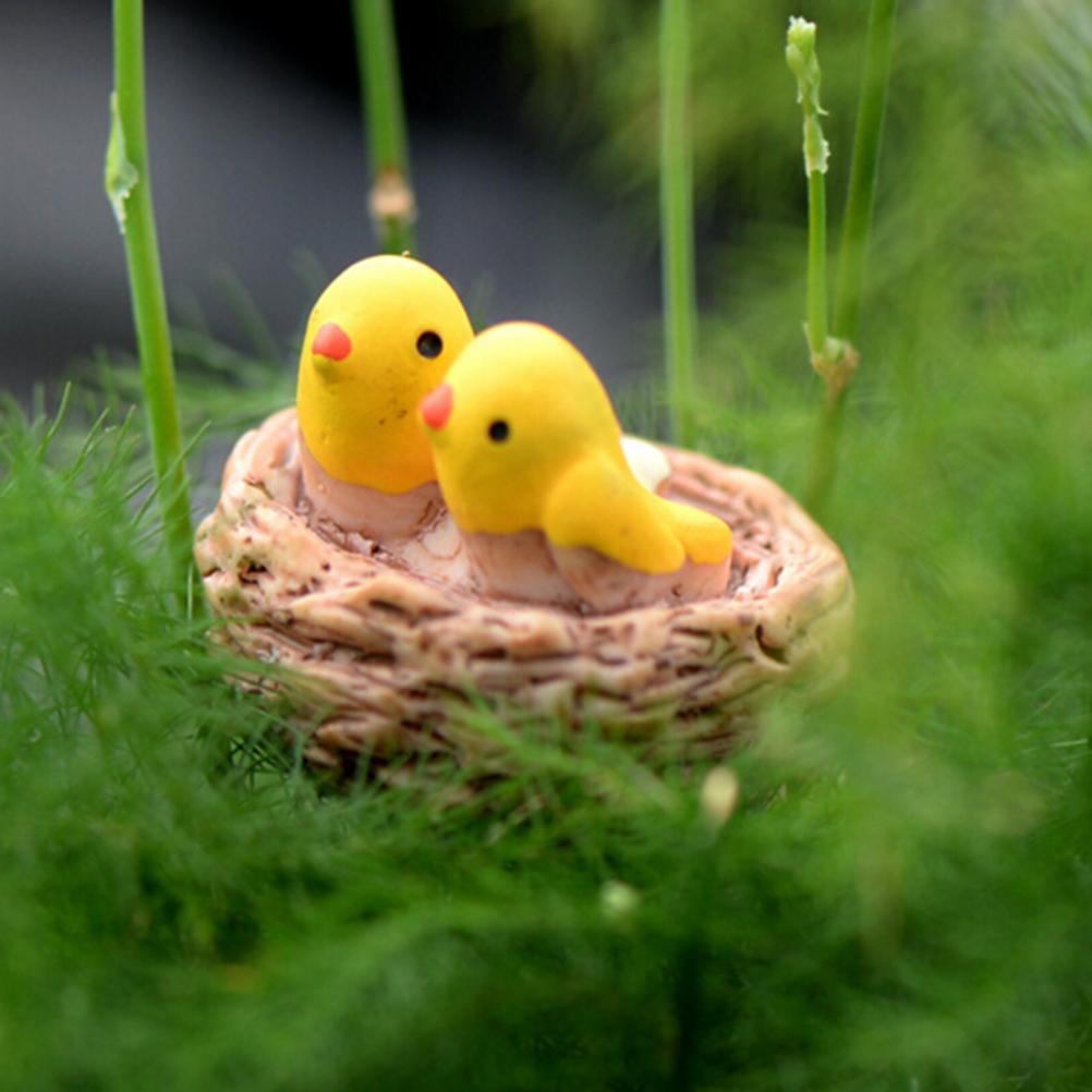 1 Set Home Decoration Mix Chicken Chick Egg Nest Figurine Miniatures Home Decoration Kawaii Garden Accessories Easter Decor