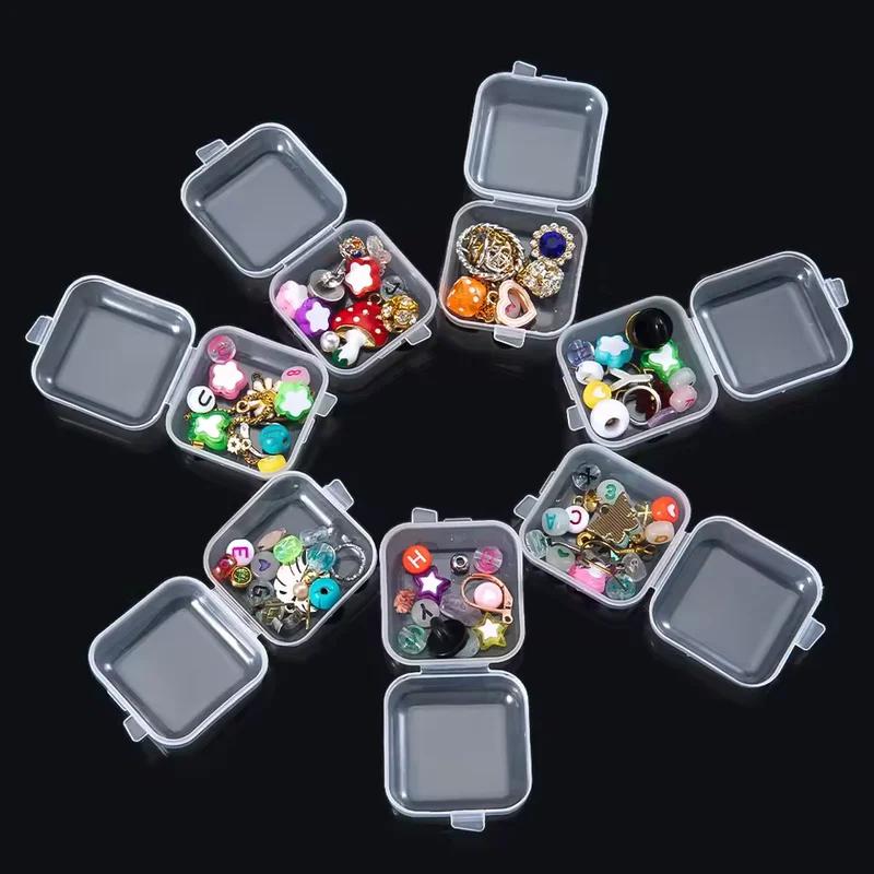 5/20PCS 3.5*3.5*2cm Small Plastic Storage Box for Jewelry Beads Earring Jewelry Container Transparent Square Box Case Contain
