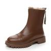 Fashion 4cm New 2024 Microfiber Women Ankle Motorcycle Boots Snow Motor Booties Footwear Winter Warm Fur Thick Plush Zipper Shoes